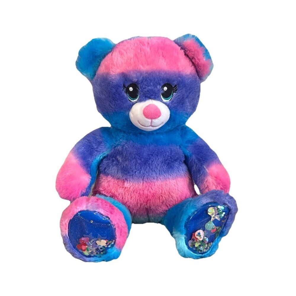 Build A Bear Ocean Treasures Blue Tie Dye Colorful Plush Bear BAB 16" Seashells